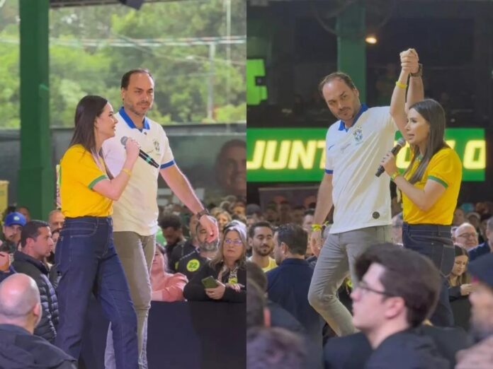Carol de Toni e Carlos Bolsonaro são oficializados como pré-candidatos ao Senado por SC (Fotos: Jornal Razão)